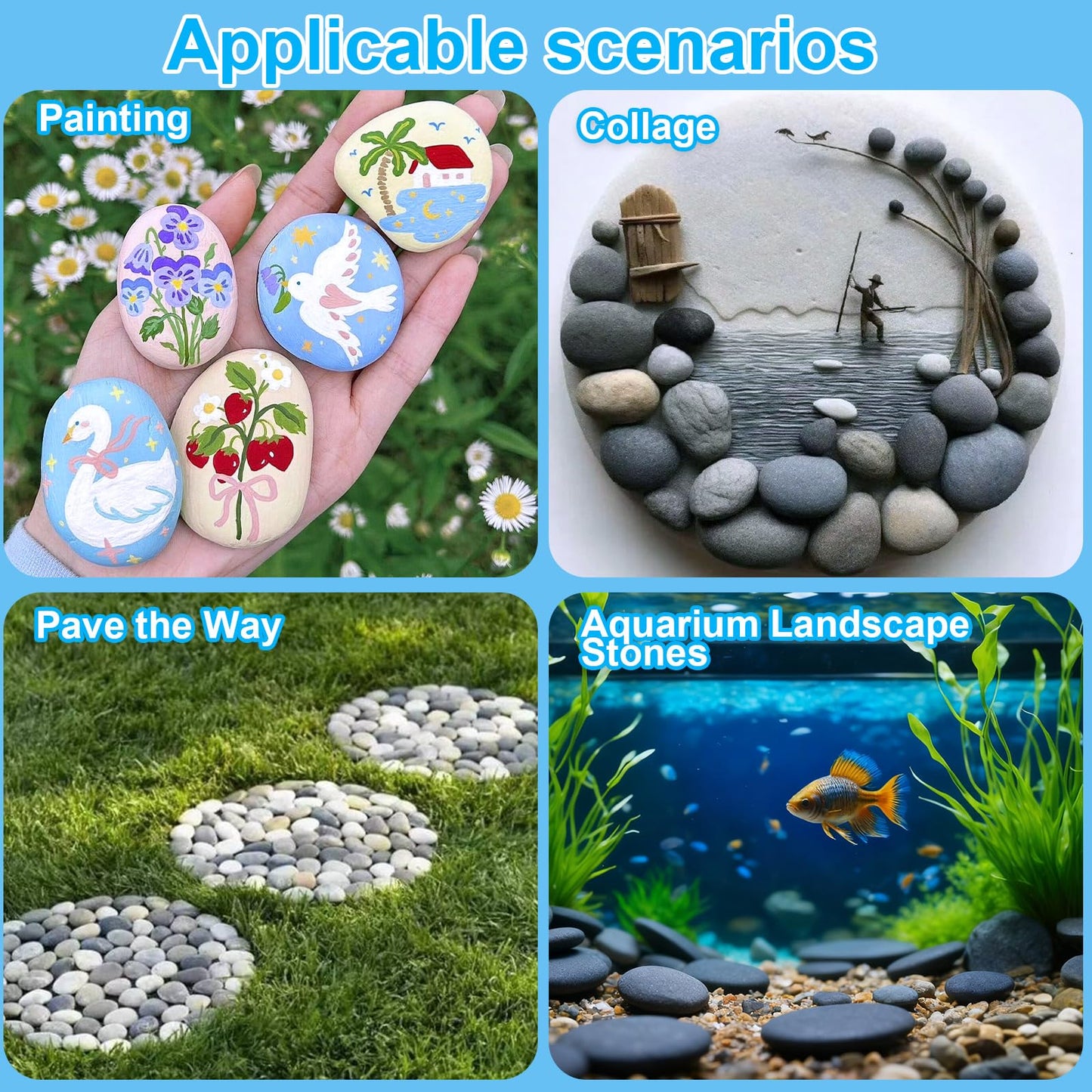 Auksay Rocks for Painting 12 Pounds (About 115-130pcs) 1.2-2” River Rock for Paint Natural Flat & Smooth Stones for Painting for Kids & Adult Craft Gift