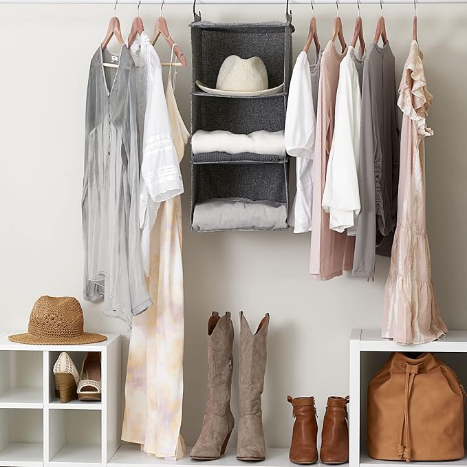 Household Essentials 3 Shelf Hanging Closet Organizer, Hanging Shelf