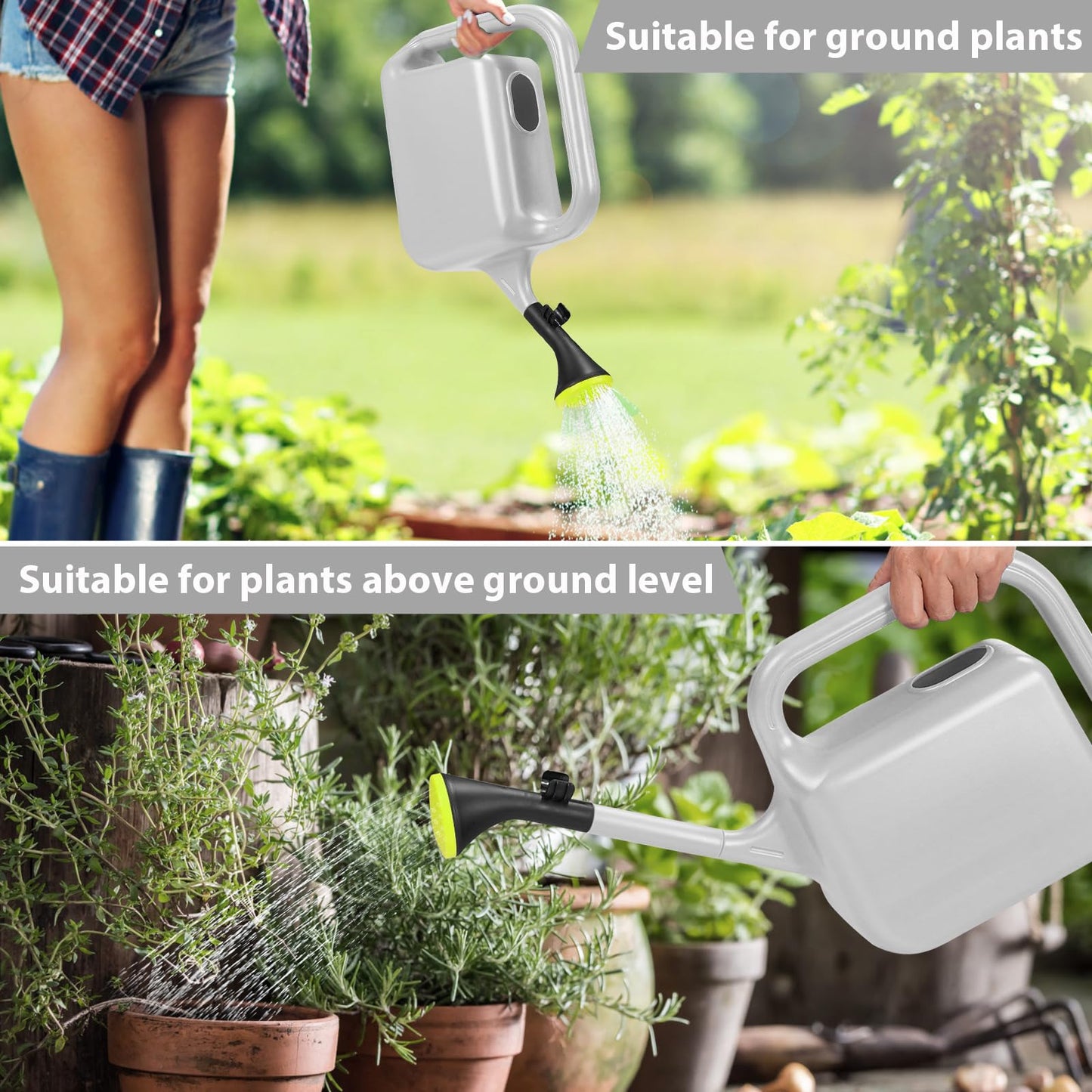 Outdoor Watering Can for Plants Indoor Watering Can for Houseplants 3/4 Gallon 3L (Grey)