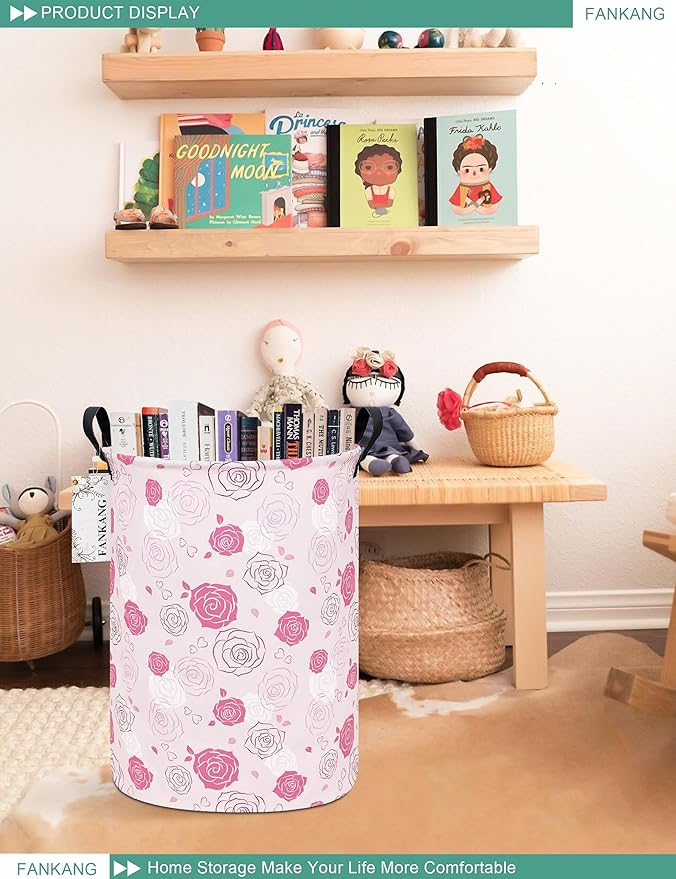 FANKANG Storage Basket, Nursery Hamper Canvas Laundry Basket Foldable