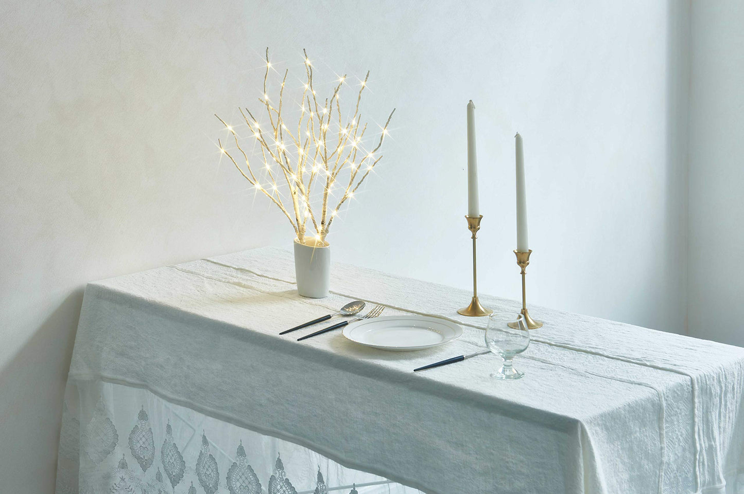 Fudios Lighted Birch Branches 18IN 70 White Willow LED with Timer Battery Operated for Christmas Party Wedding Decoration Twig Lights Outdoor