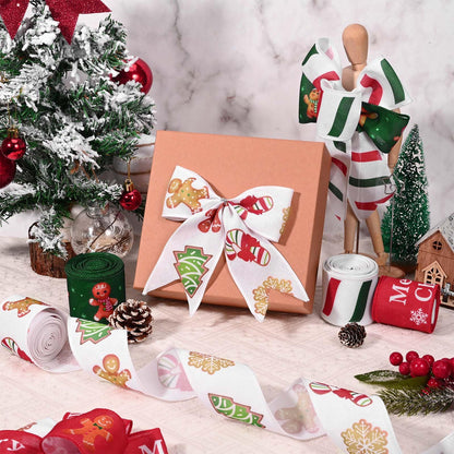 Gingerbread Christmas Wired Ribbons - 20 Yards, 2.5 Inch, Candy Cane, Gift Wrapping, DIY Bows & Wreath Decorations