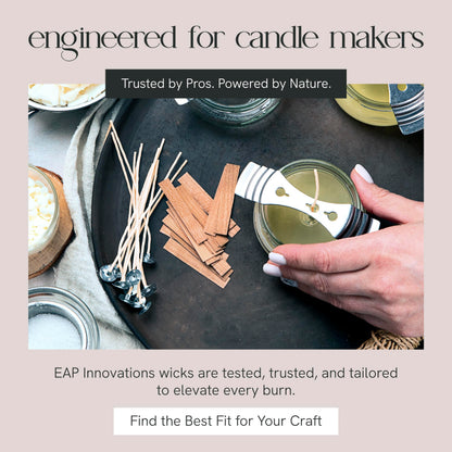 EAP Innovations 6" Eco Candle Making Wicks, Self-Trimming Design, Coreless Cotton Wicks for Candle Making, Ideal for DIY, Ideal for Low Melt-Point Waxes, Size ECO-6, Pack of 100