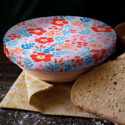 10 Pack Cloth Bowl Covers for Bread Rising - 5 Size Stretch Elastic Food Storage Container Lids - Reusable Fabric Covers for Food, Fruits, Leftovers (Flower)