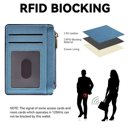 Tipmile Credit Card Holder for Women Slim Minimalist Front Pocket RFID Blocking Wallet Small Compact Card Case with ID Window, Sky Blue