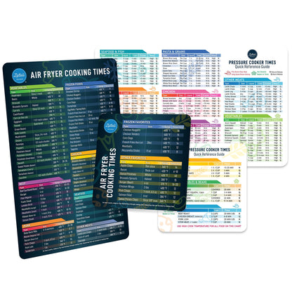 Air Fryer Magnetic Cheat Sheet Set - Air Fryer Accessories Cookbook - As Seen on the Today Show an Easy to Use AirFryer Time Chart Set - Strong Magnet Quick Reference Cooking Guide for Frying (Black)
