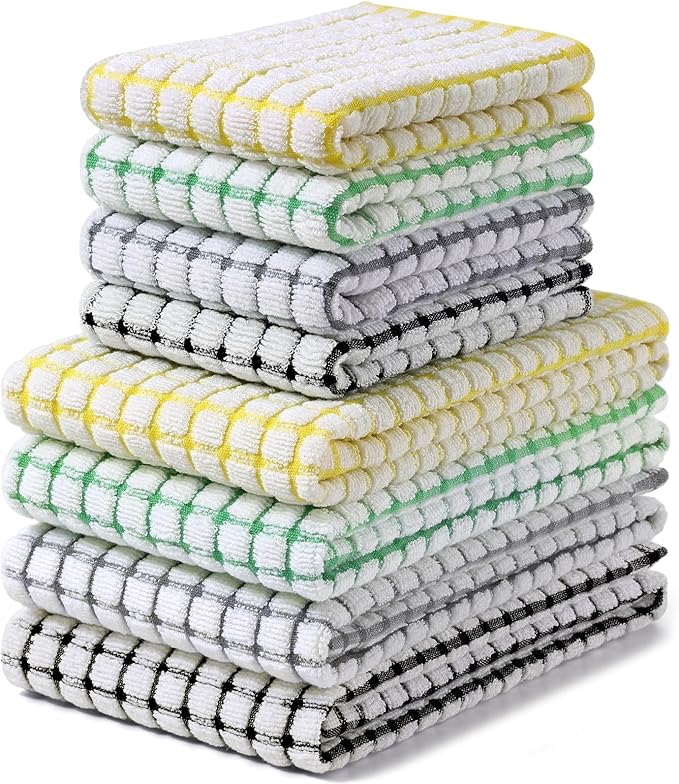 Homaxy Kitchen Towels and Dishcloths Set, 16 x 25 and 12 x 12 Inches, Super