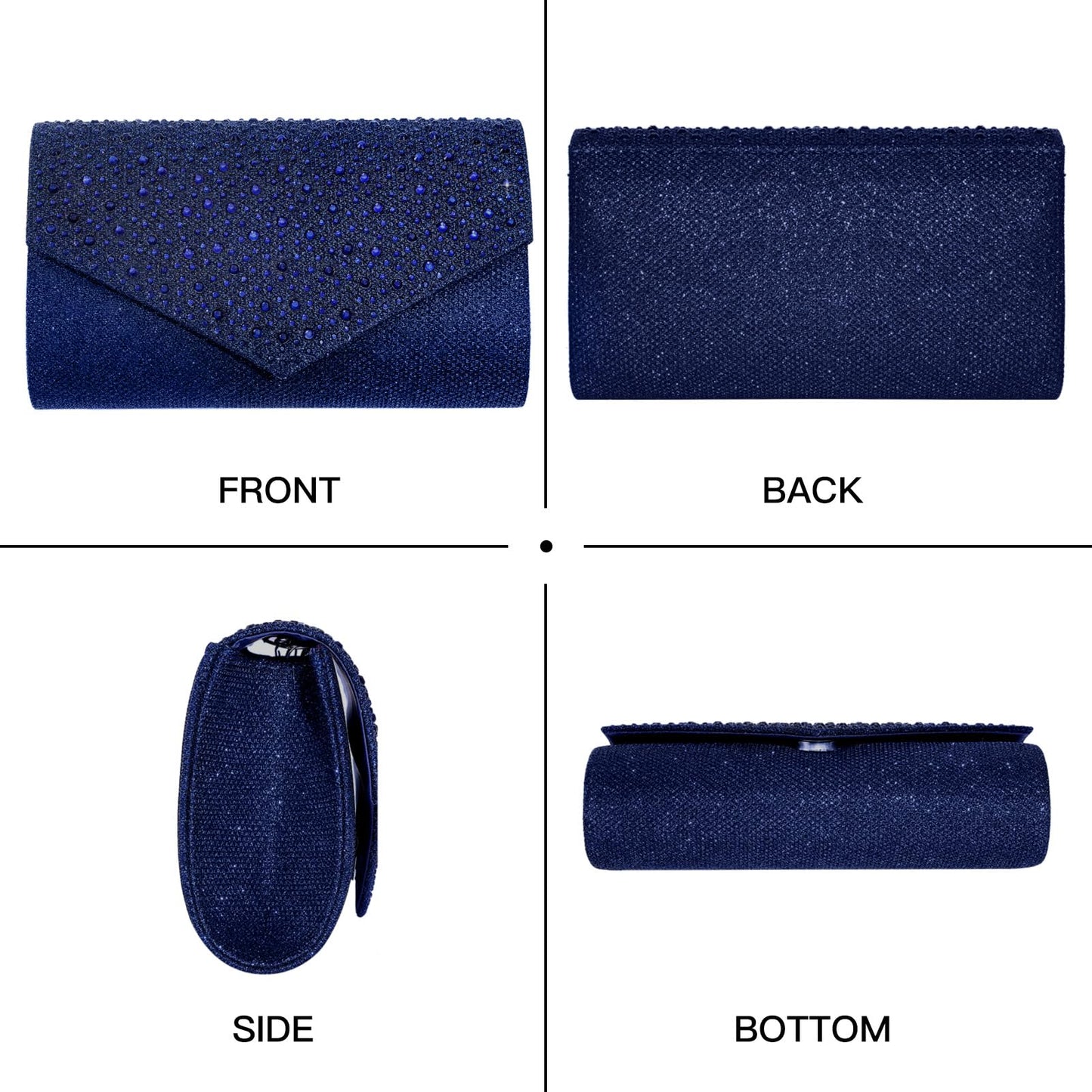 CurvChic Clutch Bags for Women Evening Bag Sequin Women's Clutches Envelope With Detachable Chain Strap Party Handbag Bridal Prom Purse