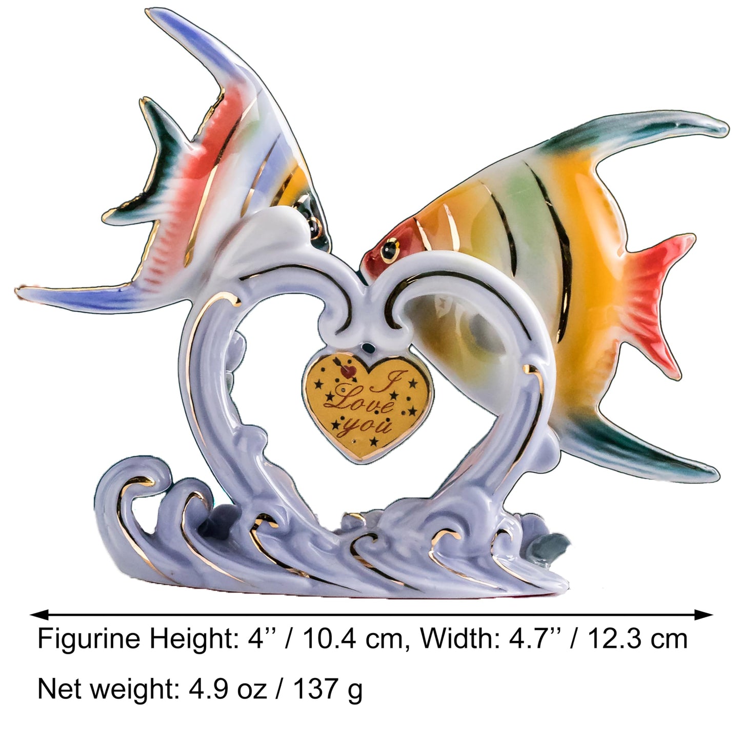 MTME Porcelain Figurines, I Love You (Golden Fish), Memorabilia, Sculpture Home Decor (Double)