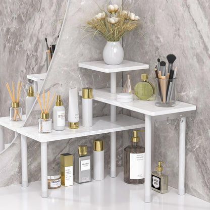 JayRex Countertop Organizer Organization, 3 Tier Moveable Corner Shelf Organizer for Kitchen, Bathroom, Spice Rack, Coffee Area, Over Sink, Dresser Table (Rustic Brown)