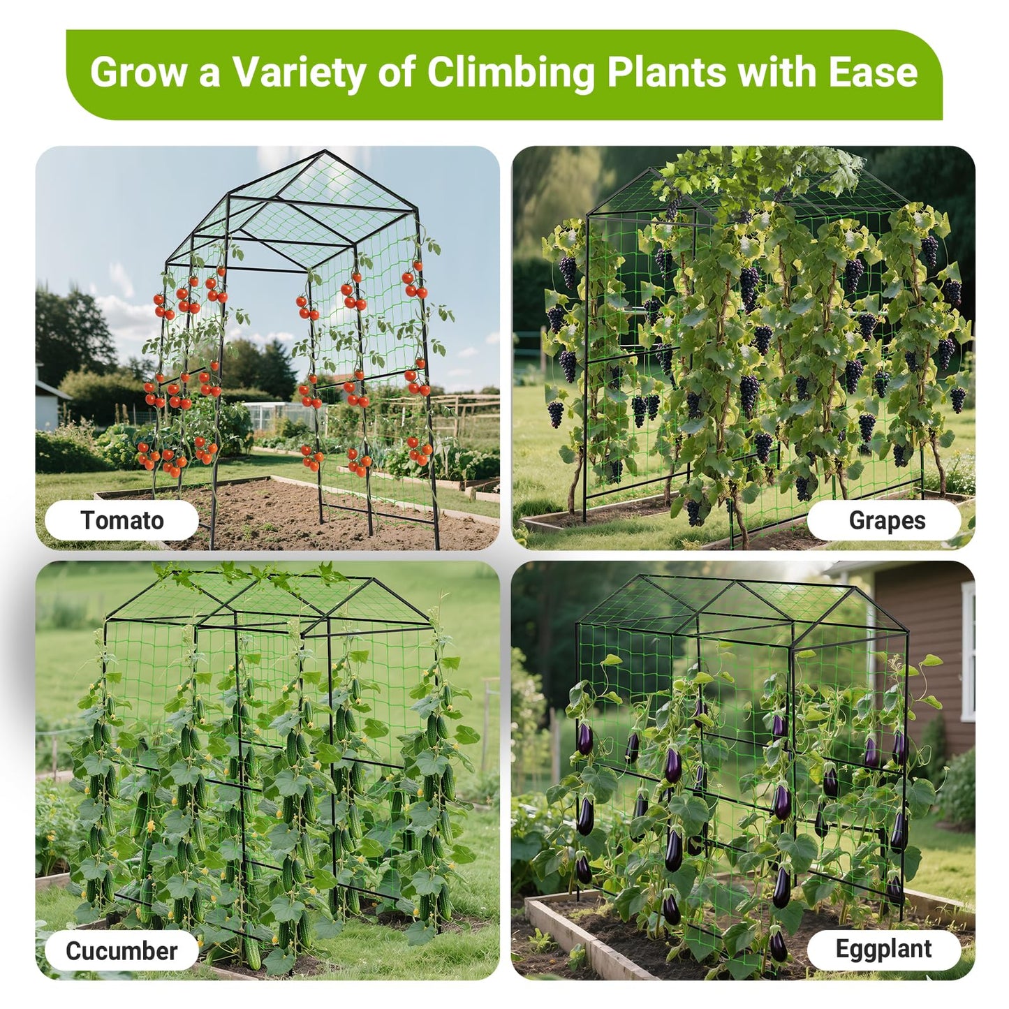 Metal Garden Arch Trellis for Climbing Plants Outdoor, 7.1FT Extra Tall Cucumber Trellis for Raised Bed, Plant Trellis for Vegetable Fruit Flower Vine（Black）