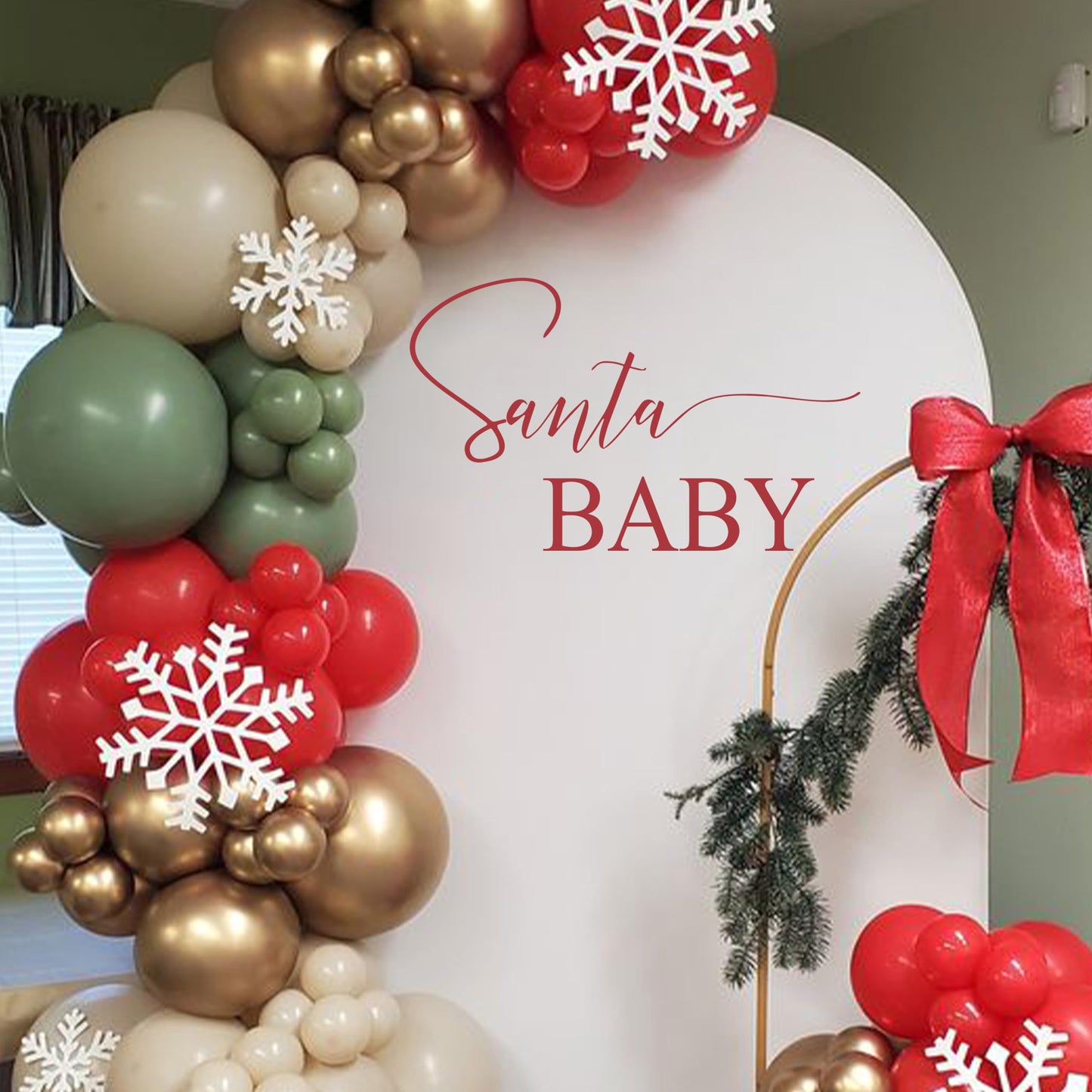 Eurteka Santa Baby Decal - Christmas Theme Baby Shower Party Decal,Merry Christmas Gender Reveal Decoration,Little Santa Party Supplies (Santa Baby Decal)