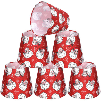 Baquler 6 Pcs Christmas Lamp Shades Set 5.91"w x 5.12"h Hardback Chandelier Shade Santa Little Droplight Shades Wall Lights Chandelier Lights Shade Gift Holiday Decor Supply