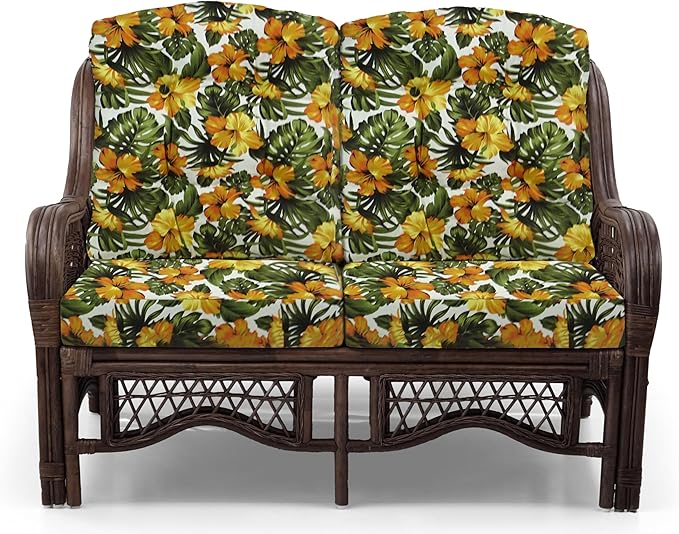 Malibu Lounge Loveseat Sofa Natural Rattan Wicker Handmade Design