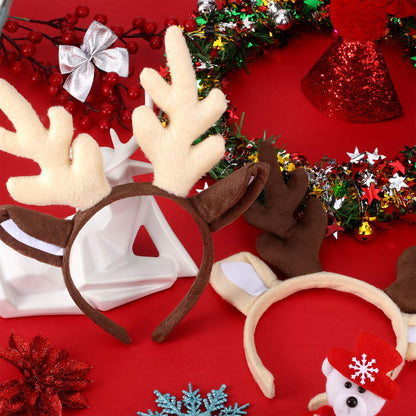 Bememo 2 Pieces Christmas Reindeer Antlers Headband Deer Antlers Headband for Women Halloween Cosplay Party