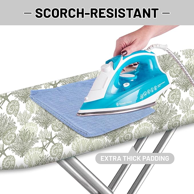 Extra Thick Ironing Board Cover and Pad, Coastal Summer Beach Coral Starfish