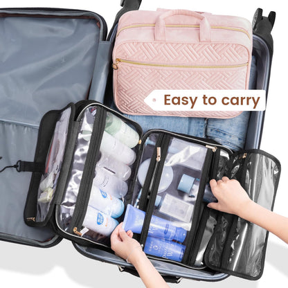 LOVEVOOK Toiletry Bag Hanging Travel Wash Bags for Women, Waterproof Toiletries Makeup with Hook, Cosmetic Organizer Ladies Large, for Full Sized Container