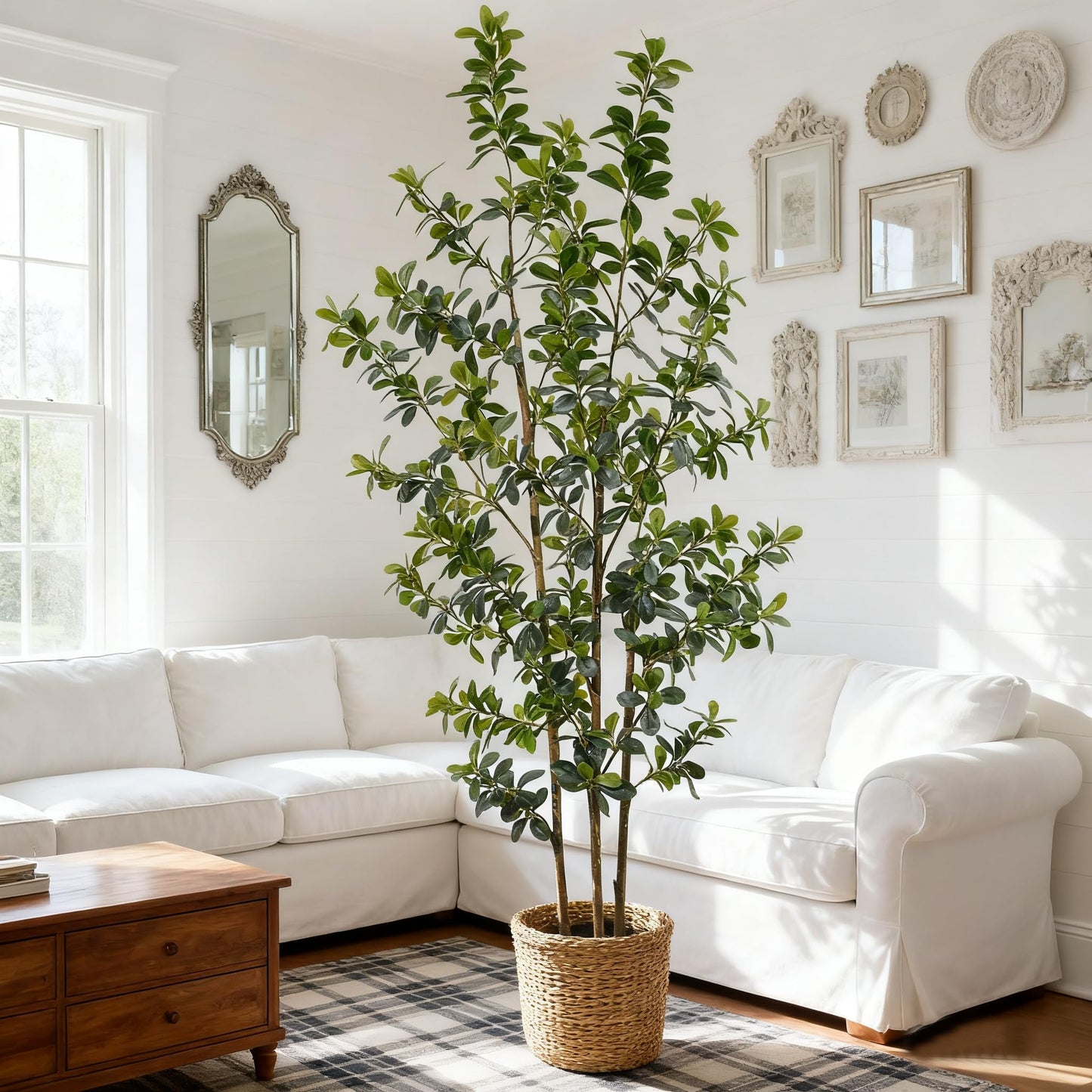 ZSENENT Fake Trees Premium 3 Main Trunks 6 ft Faux Black Olive Tree, Realistic Olive Trees Artificial Indoor, Low-Maintenance, Ideal Artificial Tree for Home Office Décor (Reds, 6 FT)