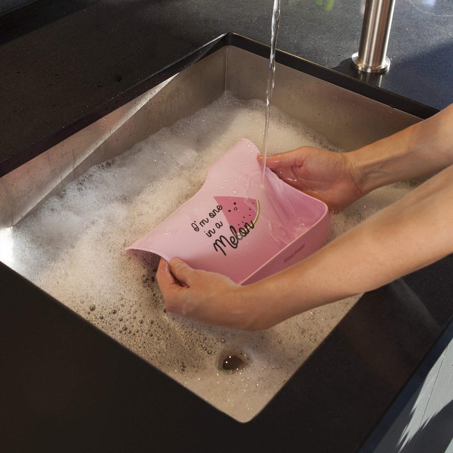 Kiddo Feedo Silicone Baby Bibs, Soft, Adjustable, Waterproof and Non Messy, Designed in Sweden, (watermelon-one in a melon)