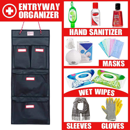 Rough Enough Locker Organizer Hanging Accessories Storage Organization with 4 Pockets for Work Door Gym Wall Black Tarpaulin