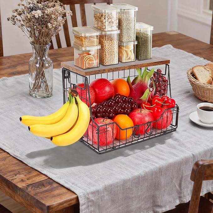 Livabber Fruit Basket for Kitchen, Metal Fruit Vegetable Storage Bin