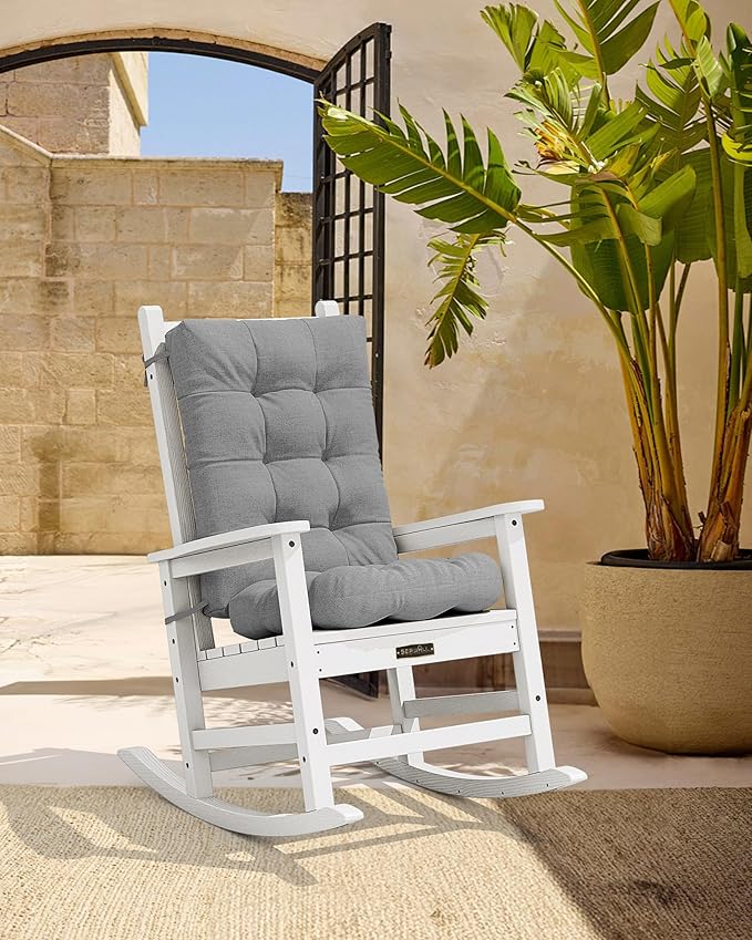 SERWALL HDPE Outdoor Rocking Cushion Set of 2, Memory Foam Cushion Dark Gray