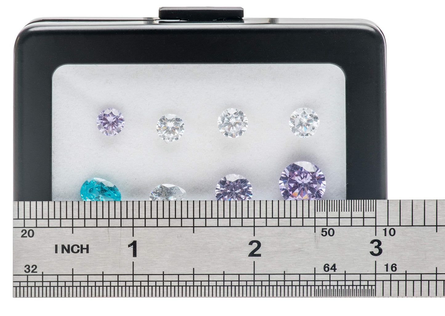 Giftop Glass Top Loose Diamond or Gemstone Display Box Case Holder Show Container Metal (Black Large Rectangle)