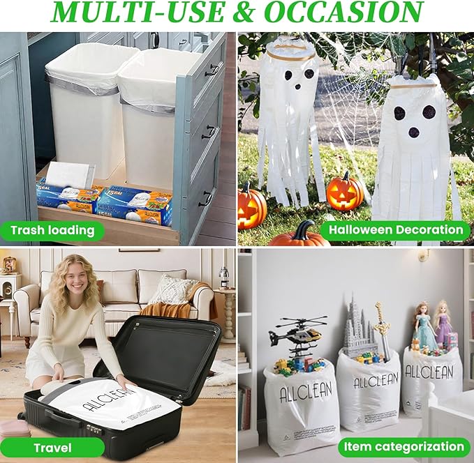 Trash Bags 15 Gallon Tall Kitchen Drawstring Garbage Bags, Fit 13-15 Gal Bins