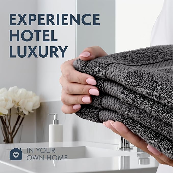 White Classic Luxury Dark Gray Hand Towels