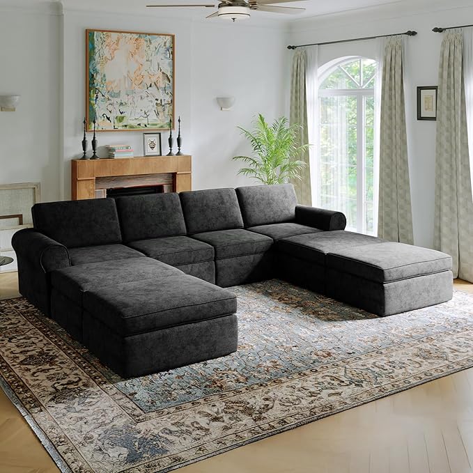 Novilla 138" Modular Sectional Sofa, Modular Sectional Couches