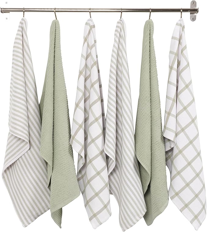 KAF Home Premium Kitchen Towels, Large 100% Cotton, Flat & Terry Absorbent Dish