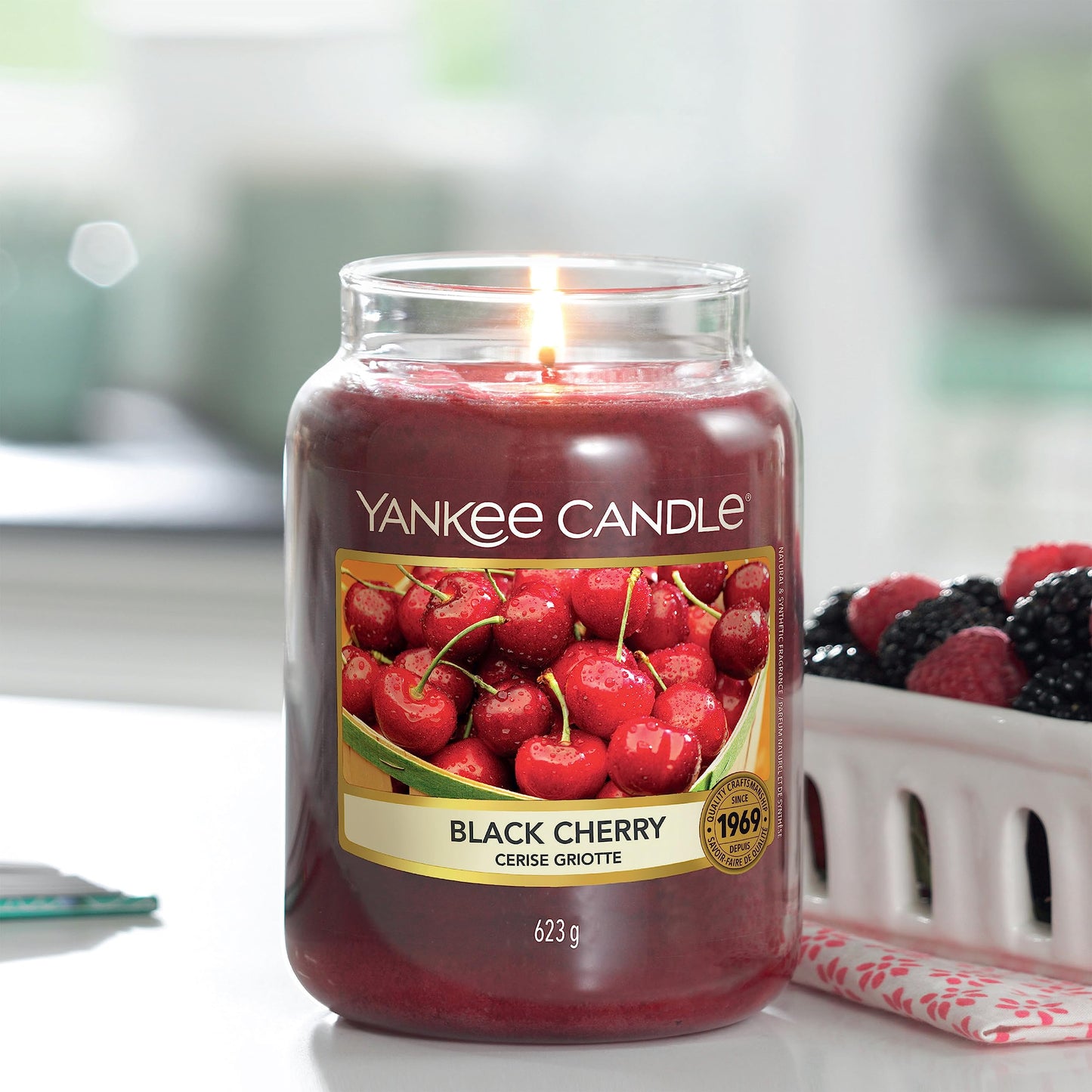 Yankee Candle Scented Candle | Black Cherry Large Jar | Long Burning Candles: up to 150 Hours | Perfect Gifts for Women