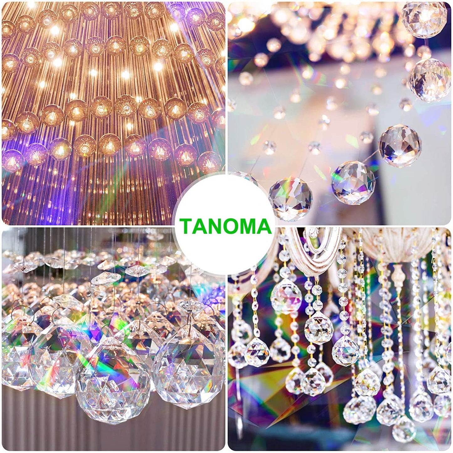 12 PCS Clear Crystal Glass Prism Suncatcher, Christmas Balls Ornaments, Rainbow Pendants Maker, Hanging Crystals Prisms for Windows, Xmas Tree Decorations for Home Decor