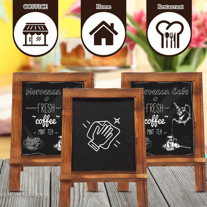 Harloon 3 Pack Christmas Office Products Framed Tabletop Chalkboard Sign 9.5" x 14" with Built-in Ledge and Folding Stand with 5 Chalk Marker for Wedding Kitchen School Birthday(Rustic Brown)