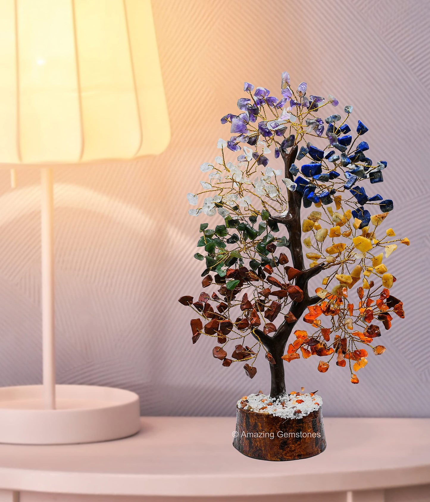 Chakra Tree of Life Crystal Tree for Meditation, Healing, and Home Decor - Seven Chakra Gemstones with Natural Wooden Base Crystal Gift for Christmas - Spiritual Energy Decor for Balance and Harmony
