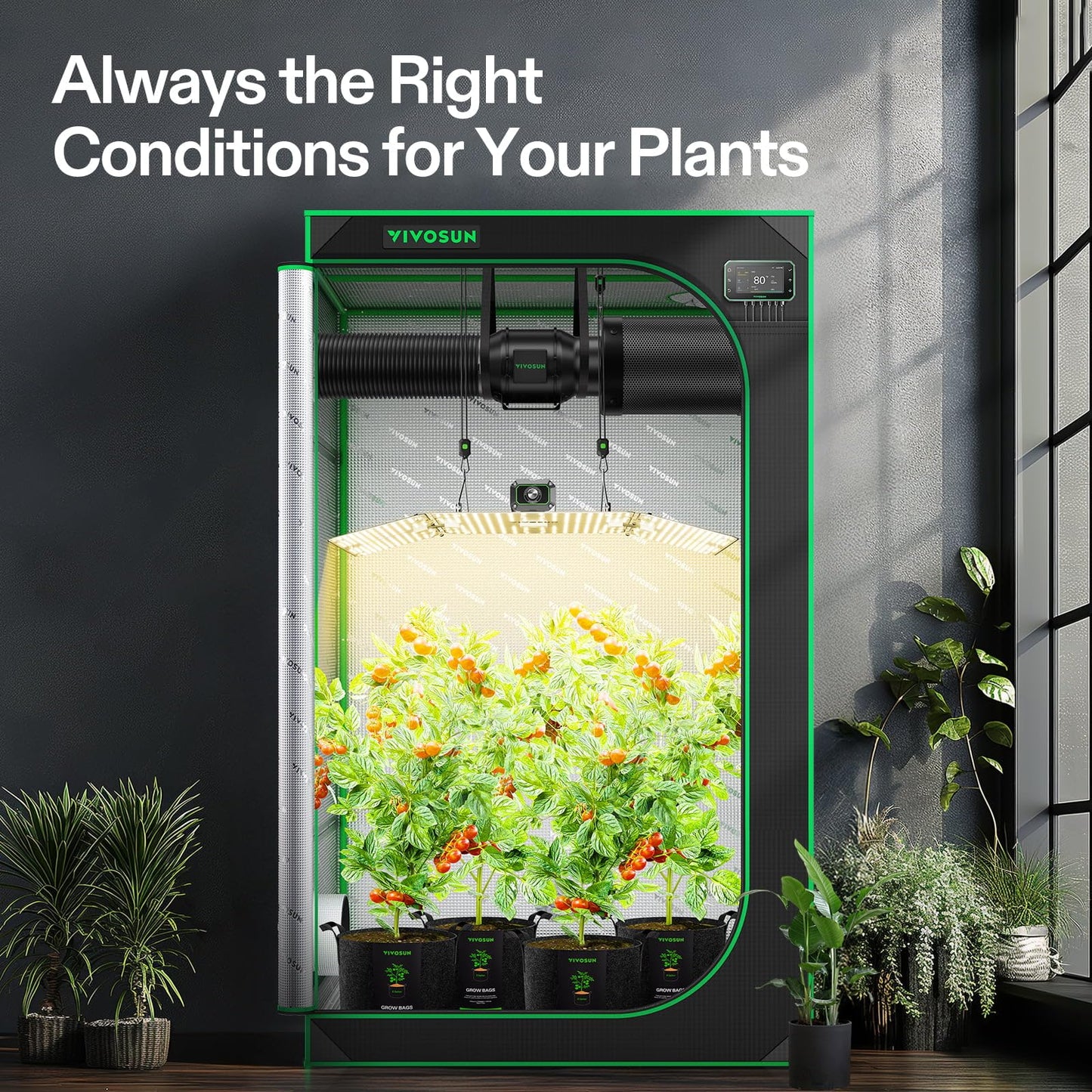 VIVOSUN Smart Grow Tent Kit, 4 × 4ft 4-Plant System, WiFi-Integrated Automatic Grow System with Full Spectrum LED Grow Light, Efficient Ventilation System with GrowHub E42A+ Controller