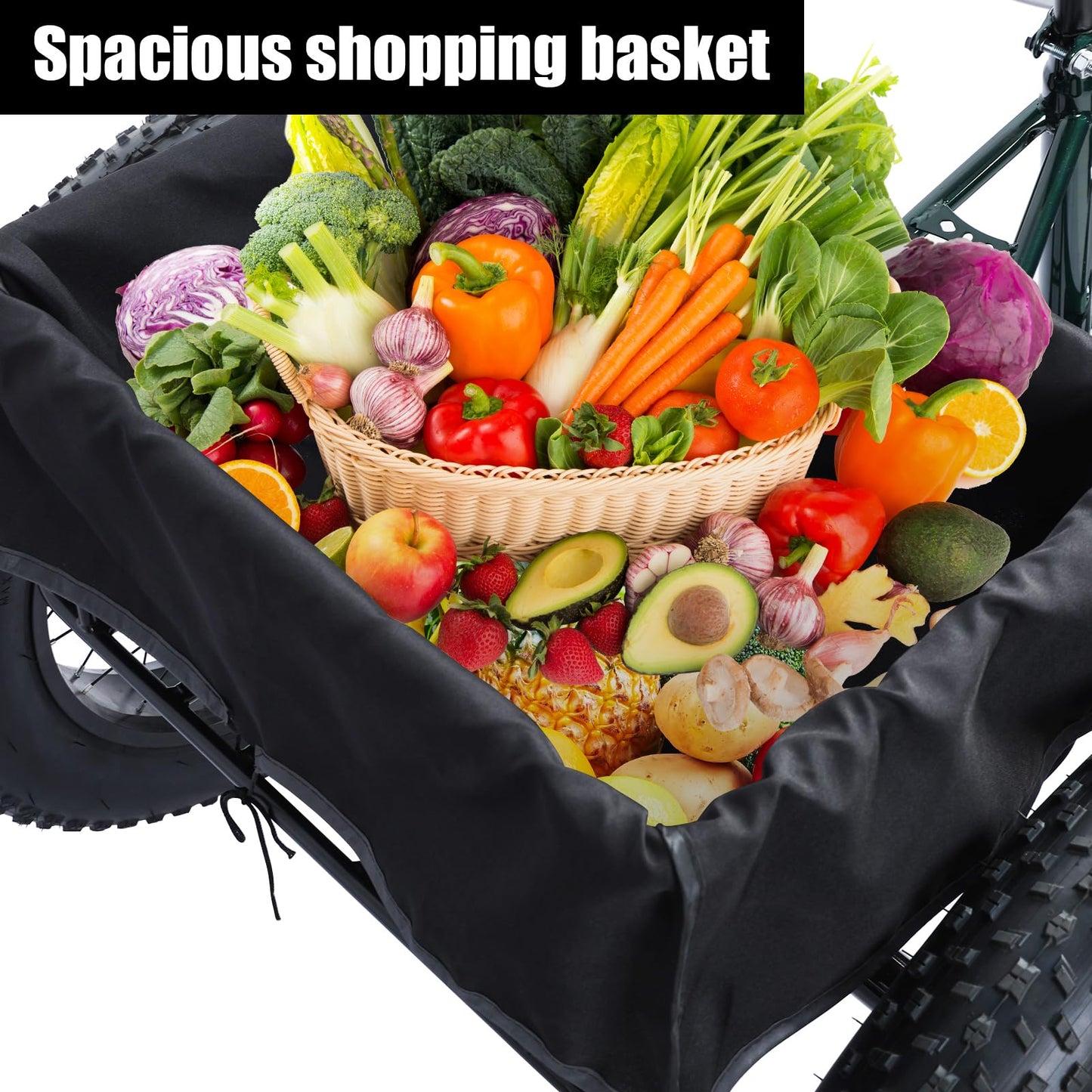 Snabcibs Adult Tricycle with 7-Speed Gear & 20" Fat Tires - Heavy Duty 450lbs Capacity 3 Wheel Bike for Adults/Seniors, Front/Rear Disc Brakes with Spacious Shopping Basket (Black)