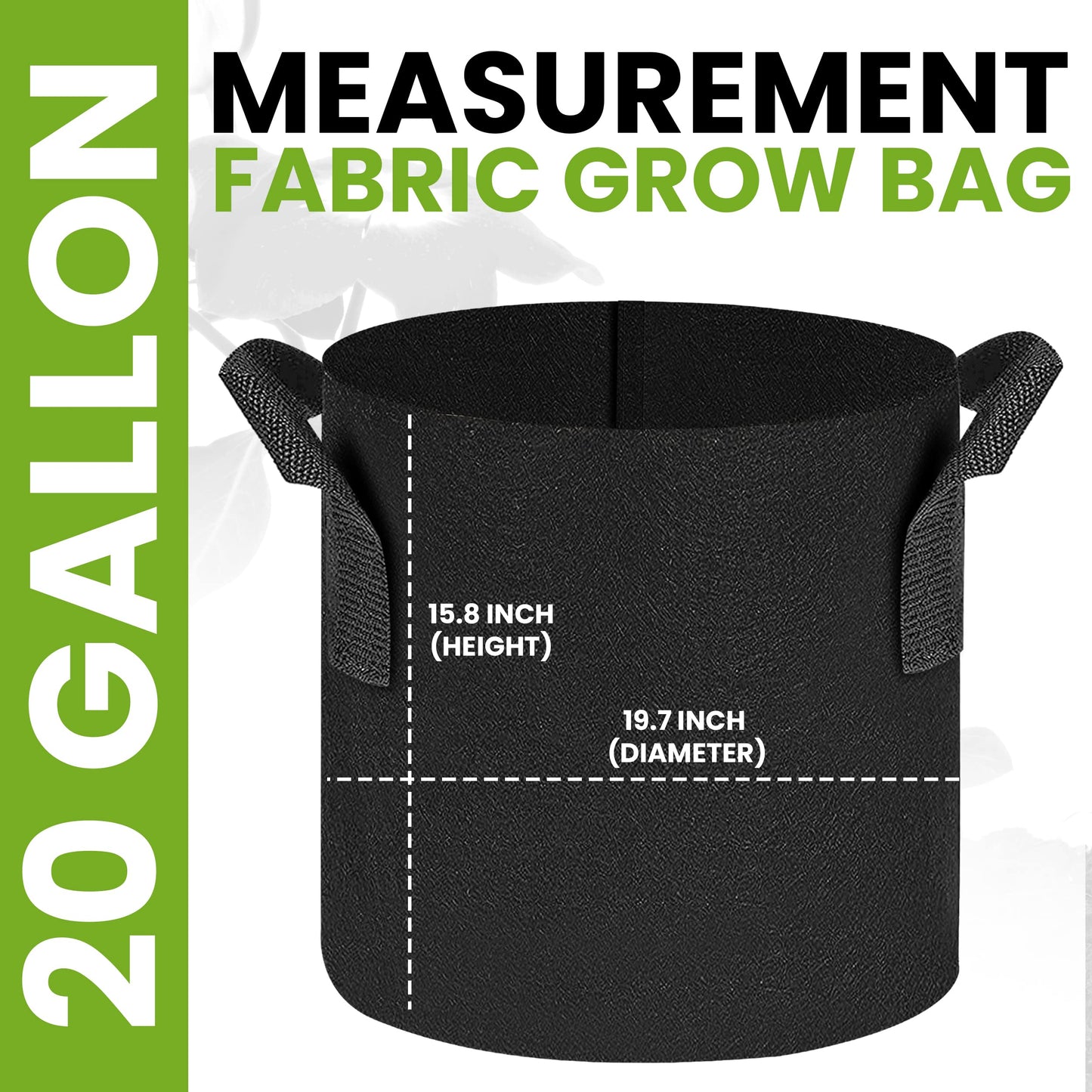 Utopia Home 3-Pack 20 Gallon Fabric Grow Bags,300G Thickened Nonwoven Fabric Planters Pots, Aeration Fabric Pots with Handles, Nonwoven Fabric Bags Suitable for Vegetables Flowers Mushroom.
