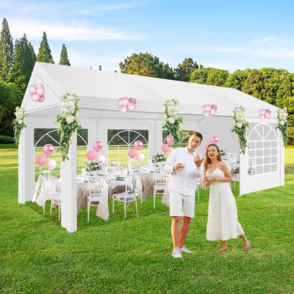 COBIZI 10x20FT Party Tent Heavy Duty for Parties, Large Outdoor Gazebo with Removable Sidewall & Built-in Sandbag, Powder Coating (Better Than Galvanized), Waterproof for Church & Wedding, Pure White