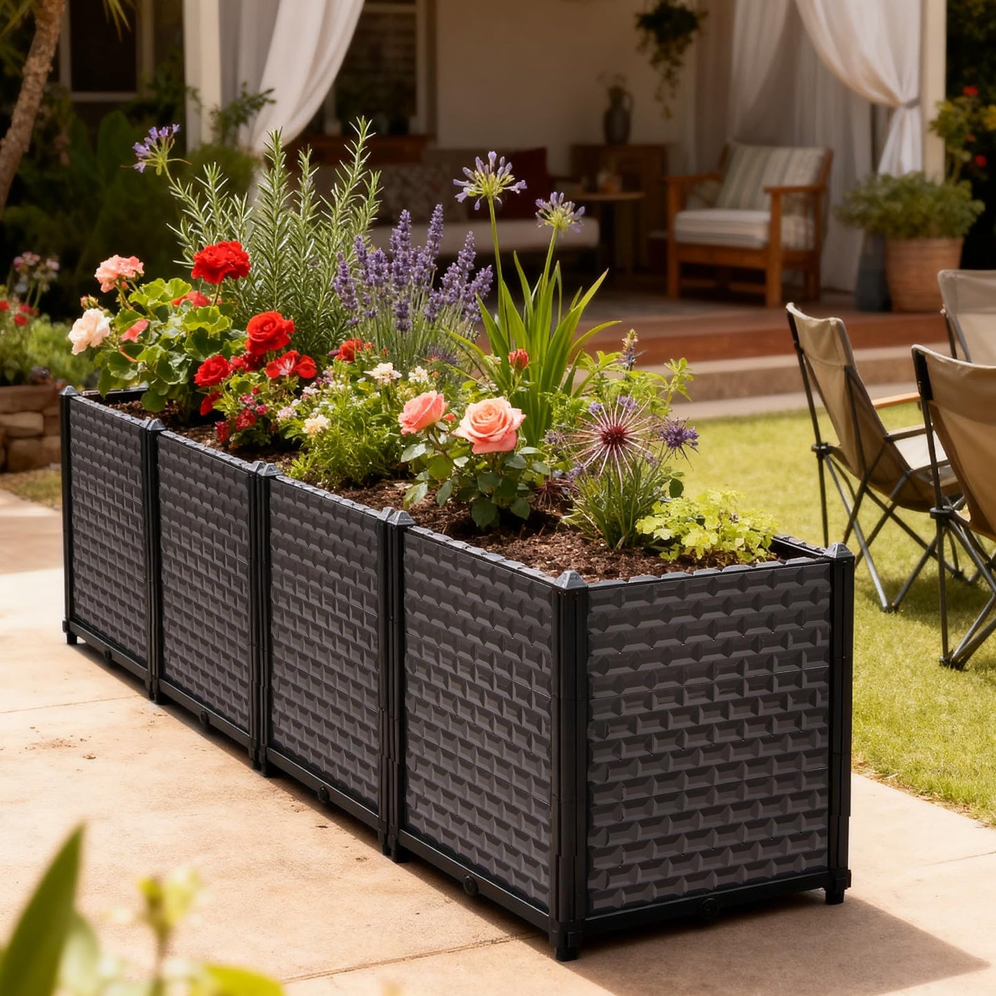 Large Planters for Outdoor Plants - Deepened 20" H, Raised Beds for Gardening Self Watering, Elevated Planter Box with Legs, Rectangular Garden Planters for Outdoor Plants Flowers, 62.9"L x 15.7"W