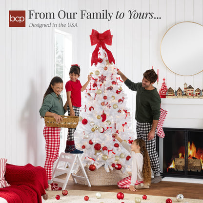 Best Choice Products White Christmas Tree 4.5ft Pre-Lit Artificial Pine Tree Premium Holiday Decoration w/Warm White Lights, Stand, Easy Assembly