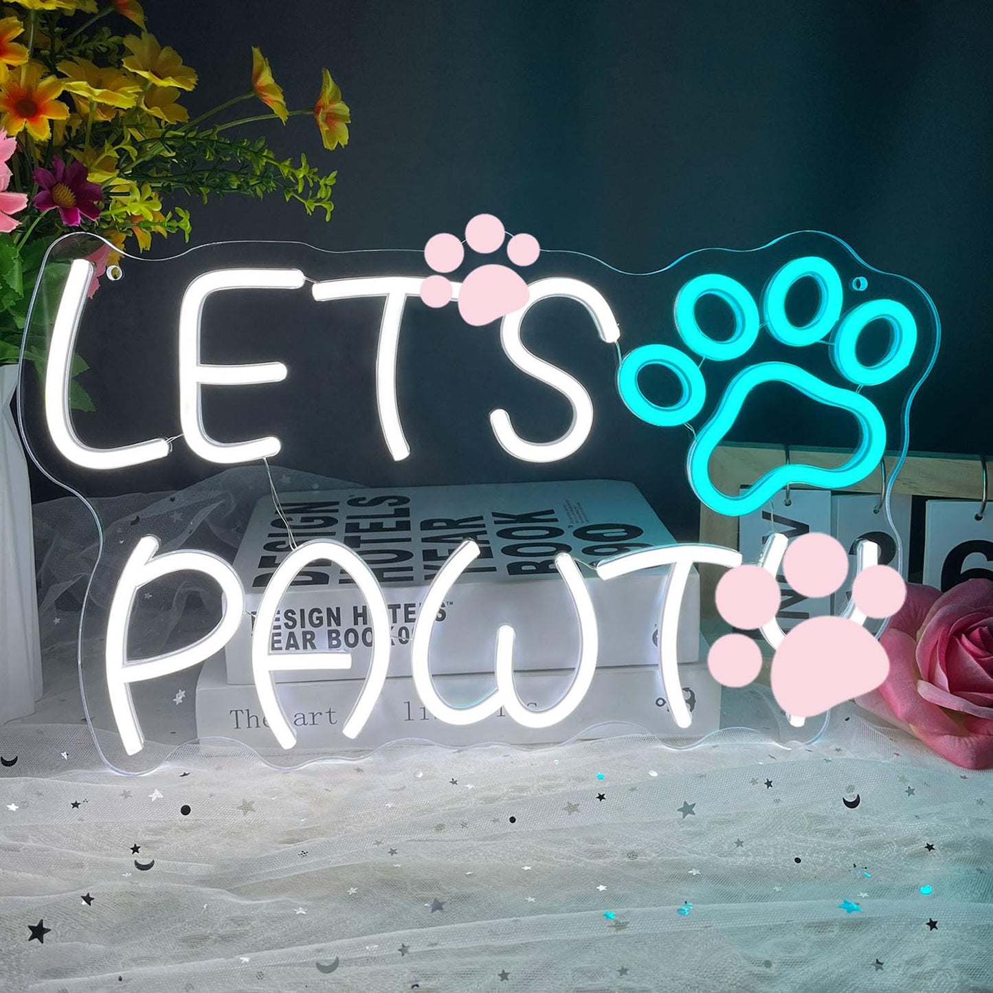 Let's Party Neon Sign, LED Neon Lights for Bedroom Wall Decor, Art Decorative Lights for Bachelorette Party, Engagement Party, Birthday Party, Living Room, Gamer Room Decor Aesthetic (Warm White)