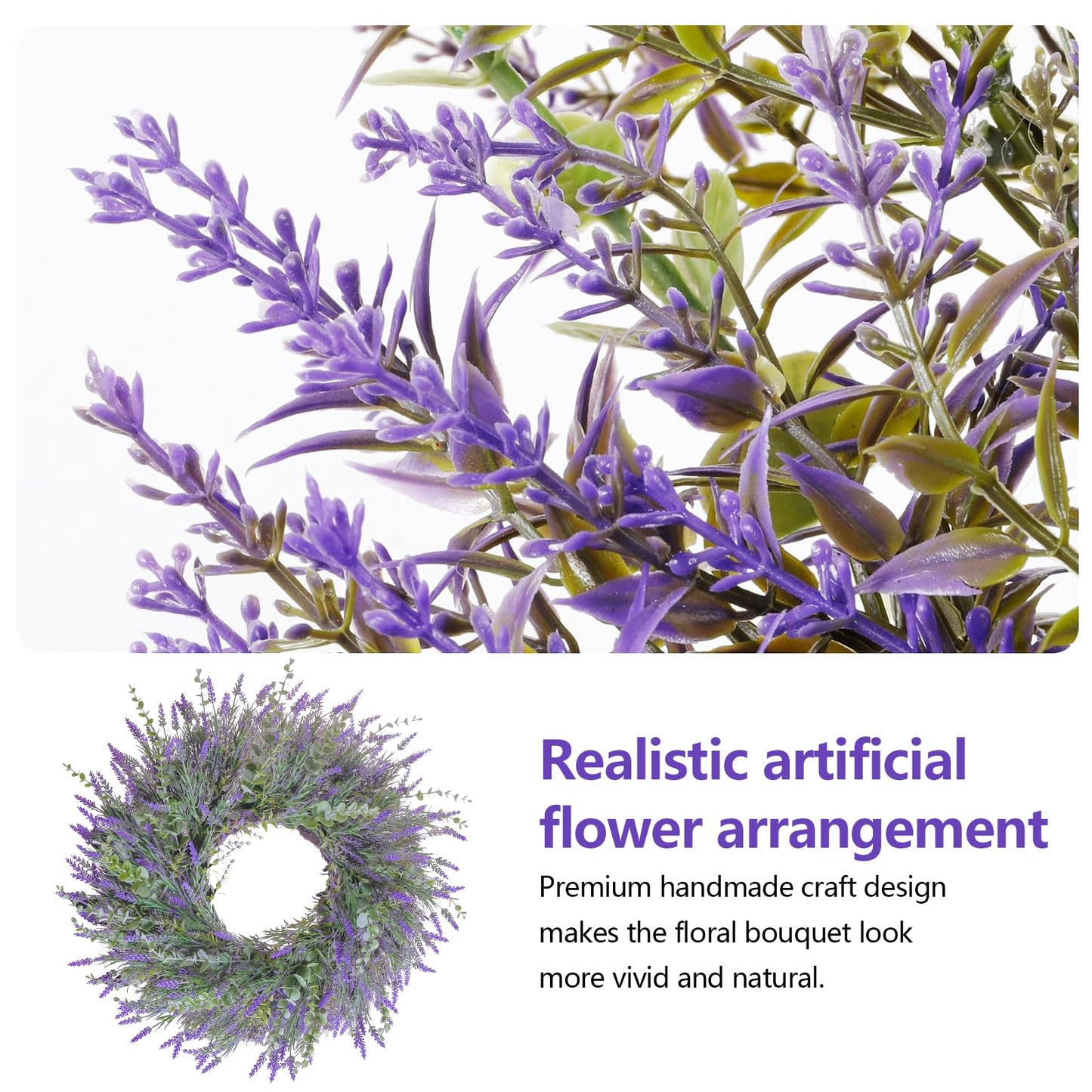 26'' Lavender & Eucalyptus Wreath for Front Door, Window - Artificial Eucalyptus Leaves Greenery Outdoor Wreath for Wedding Farmhouse Porch Wall Room Home Decor (Purple)