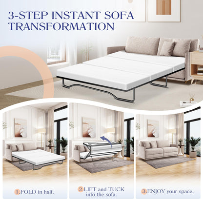 Srora 4 Inch Sofa Bed Mattress Replacement, Queen Size 72" x 59", CertiPUR-US Certified, Foldable Design with Breathable Removable Washable Cover for Sleeper Couch, RV, Guest Room