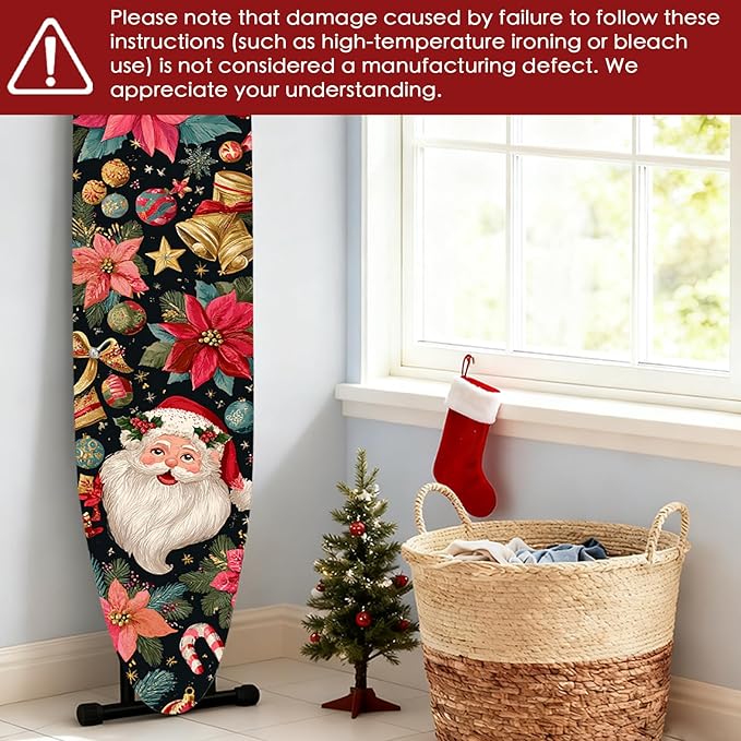 Nuxovilar Ironing Board Cover Christmas Santa Claus Pattern Polyester 15x54