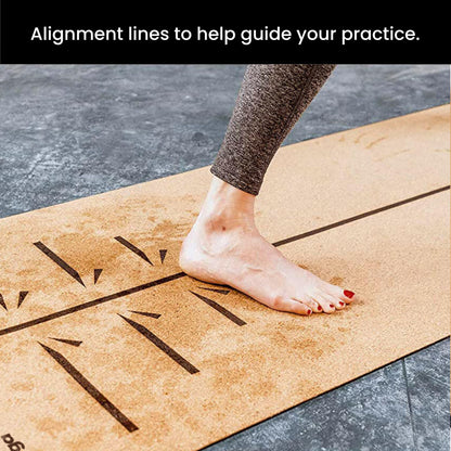 Luxury Cork Yoga Mat - Non Slip, Extra Thick Grip. Thicker, Longer, and Wider for More Comfort and Support. Tough Enough For Hot Yoga. Natural, Non Toxic, and Eco Friendly. Optional Alignment Lines.