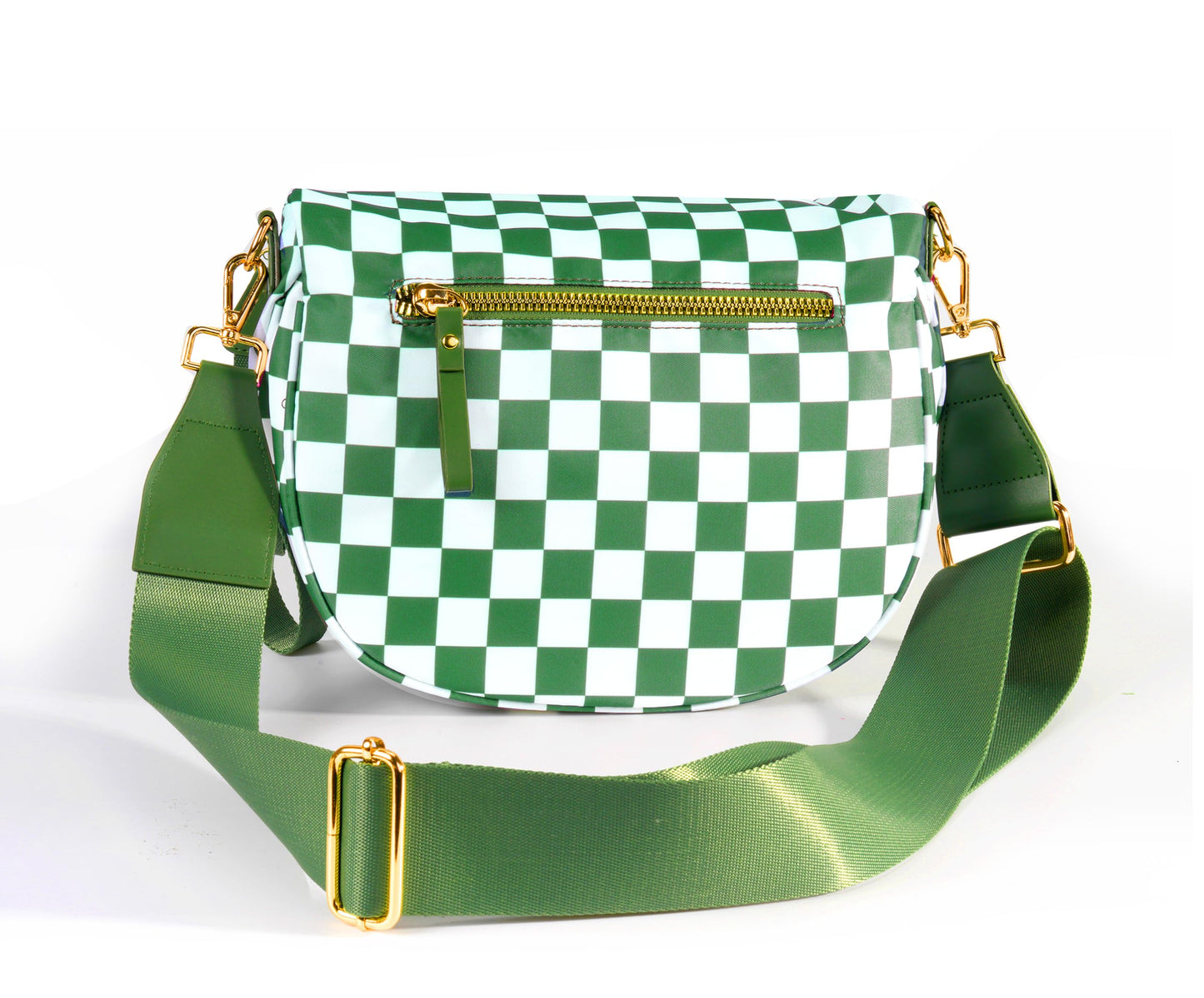 Spacious Checkered Nylon Crossbody Bag Bum Bag Checkered Handbags Wallets for Women