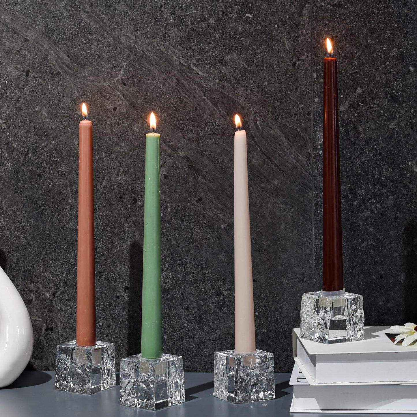 Kitcom Crystal Tea Light Candle Holders Pack of 4 for Tabletop Home Decor W1.97'' X H1.77'', Comes with Gift Box