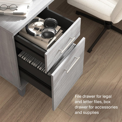 Bush Home 72-Inch L-Shaped Sit to Stand Desk with Hutch, Adjustable Height Standing Corner Computer Desk with Drawers, Shelves and Storage Cabinet, Home Office, Somerset Collection, Platinum Gray
