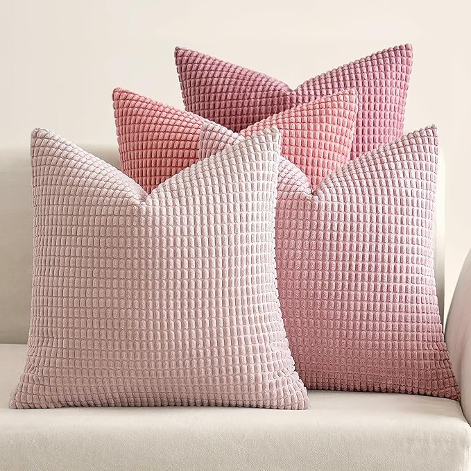 MIULEE Aesthetic Pink Spring Decorative Pillow Covers 18x18 Inch Set of 4